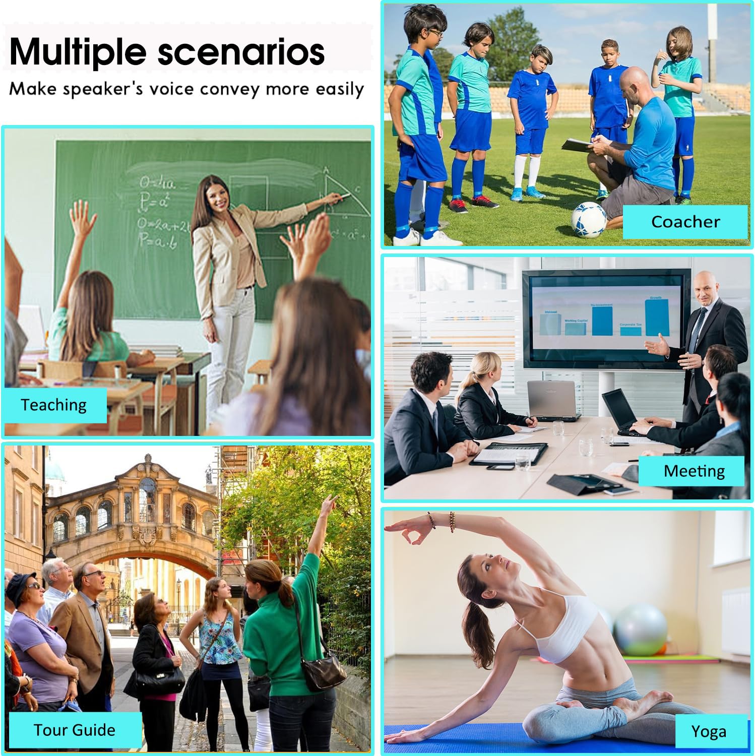 Amplificador de voz inalámbrico con micrófono de solapa magnético, altavoz Bluetooth portátil para profesores, guías turísticas, entrenadores, soporta reproducción USB, reducción de ruido DSP