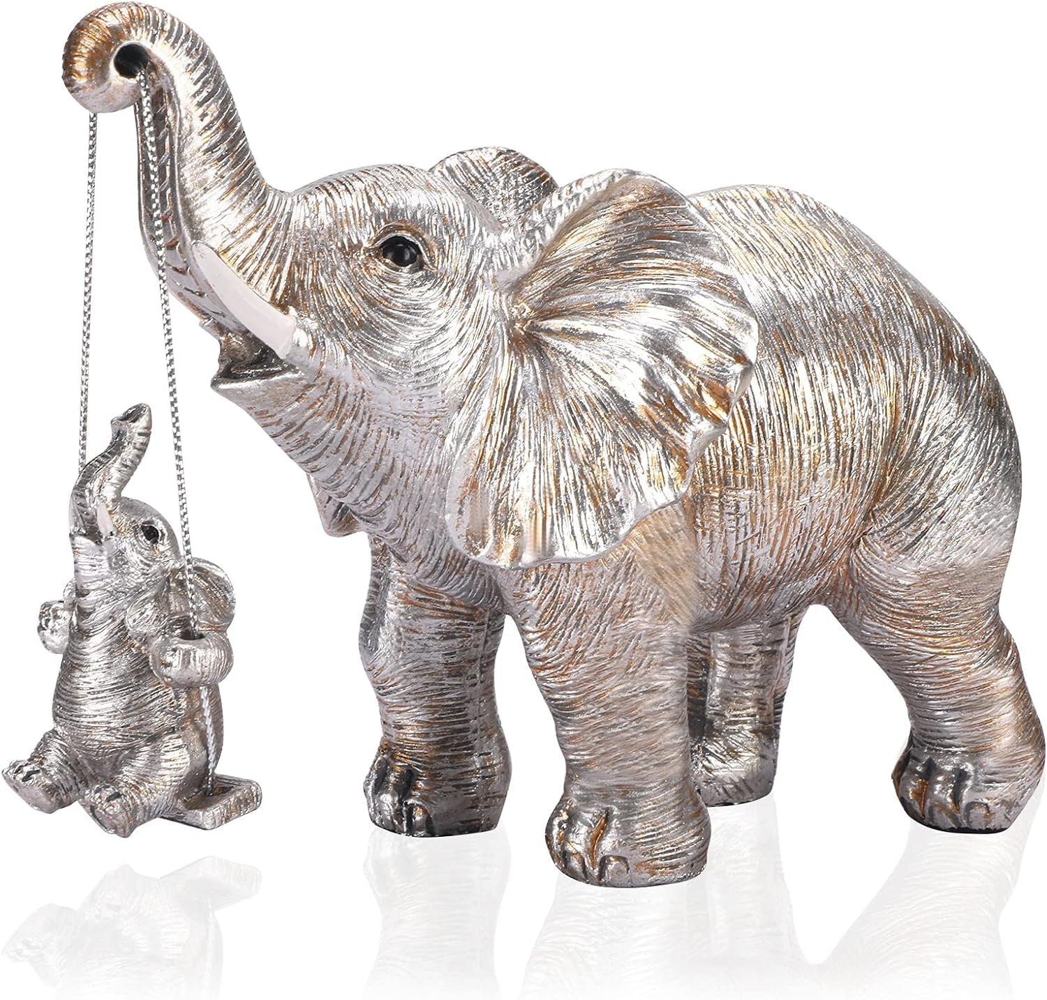 ABINElephant Statue. Elephant Decor Brings Good Luck, Health, Strength. Elephant Gifts for Women, Mom Gifts. Decorations Applicable Home, Office, Bookshelf TV Stand,Living Room (Silver)