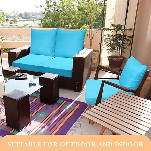 Miniatura 7 de Juego de 6 cojines de asiento profundo para exteriores, impermeables, para patio, 20 x 20 pulgadas, cojines de asiento para muebles de patio, cojín