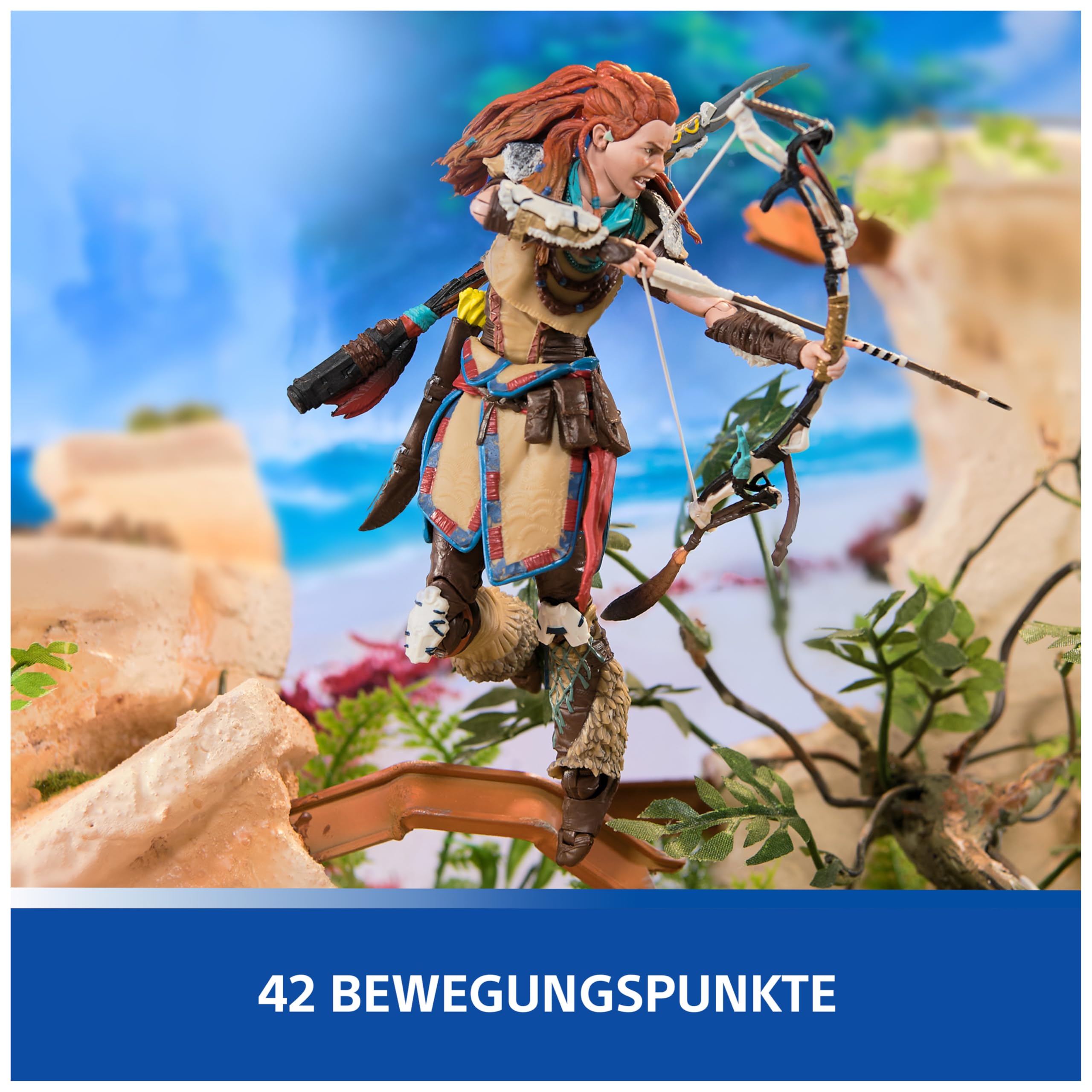 Playstation Horizon Forbidden West, Deluxe Actionfigur Aloy mit 15 Zubehörteilen, 15 cm, The Shapes Kollektion, für PS5 Fans und Sammler ab 17 Jahren