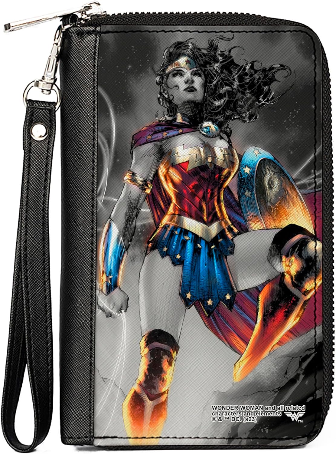 Buckle-Down DC Comics Wallet, Zip Around, Wonder Woman 75th Anniversary Standing Pose Cover, Vegan Leather