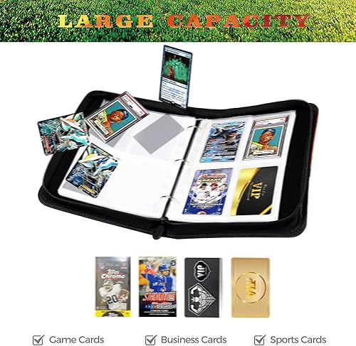 Miniatura 5 de Carpeta de tarjetas de béisbol de 400 bolsillos, soporte para tarjetas intercambiables, álbum de coleccionistas de tarjetas, 4 bolsillos con 50