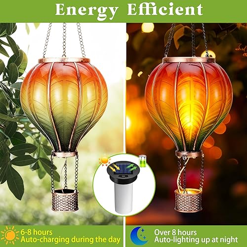 Miniatura 4 de Paquete de 2 luces solares de repuesto con llama parpadeante, piezas de luz solar impermeables para exteriores para faroles de globo de aire