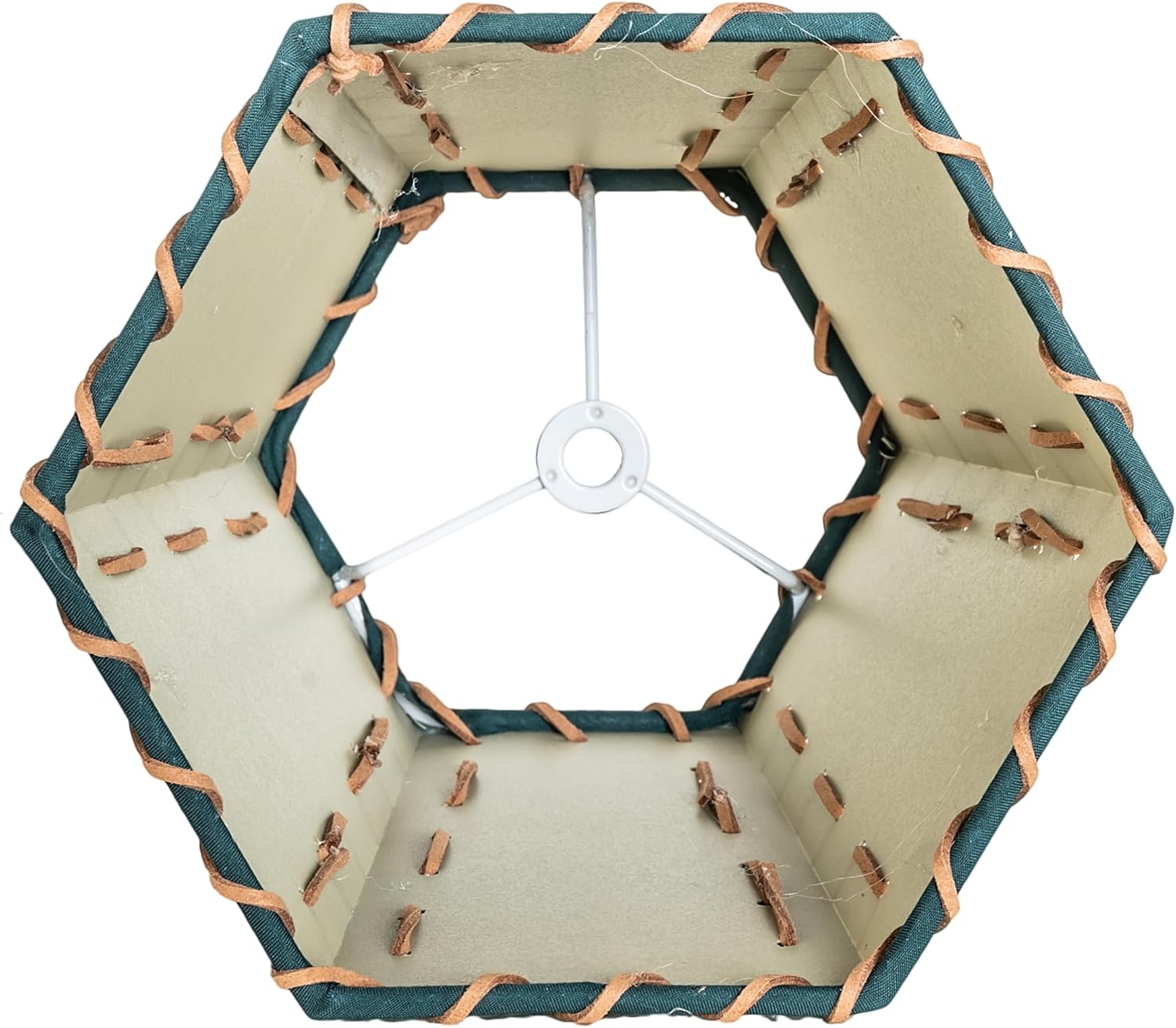 7" Wide Faux Leather & Rawhide Hexagon Shade