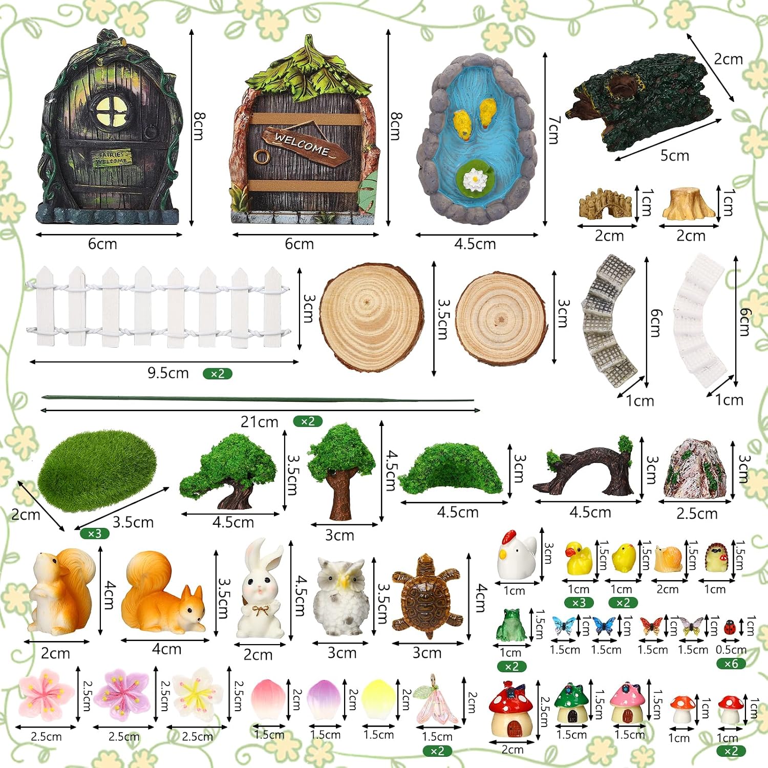 61 Pcs Fairy Garden Accessories Outdoor Miniature Figurines