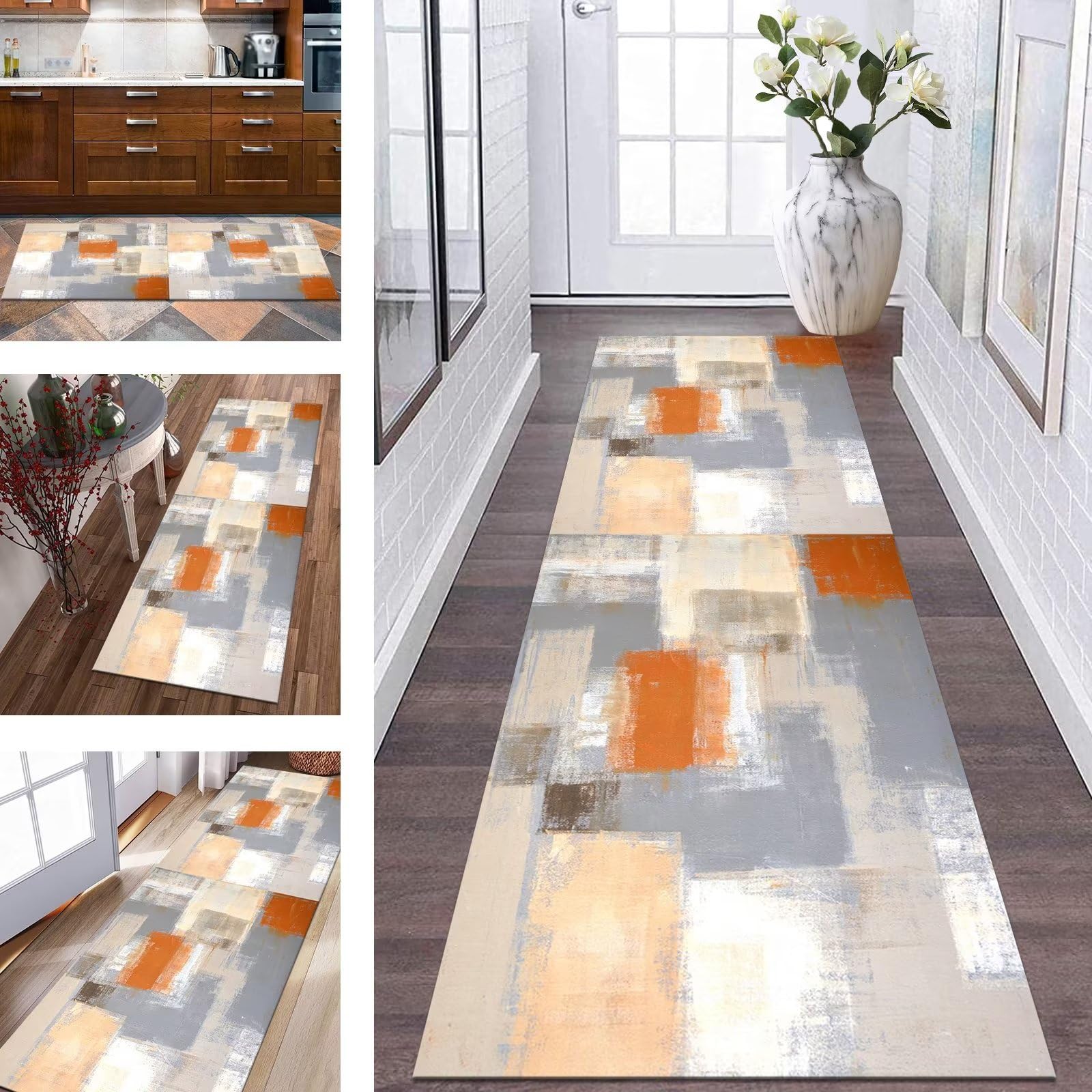 Tapis de couloir antidérapant et lavable en polyester durable 120x200cm