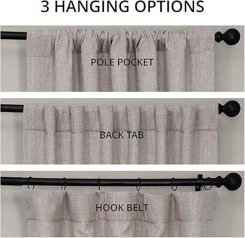 Miniatura 5 de HPD Half Price Drapes - Cortinas de lino sintético texturizado para oscurecer la habitación, dormitorio, sala de estar, 1 panel de 50 pulg de ancho