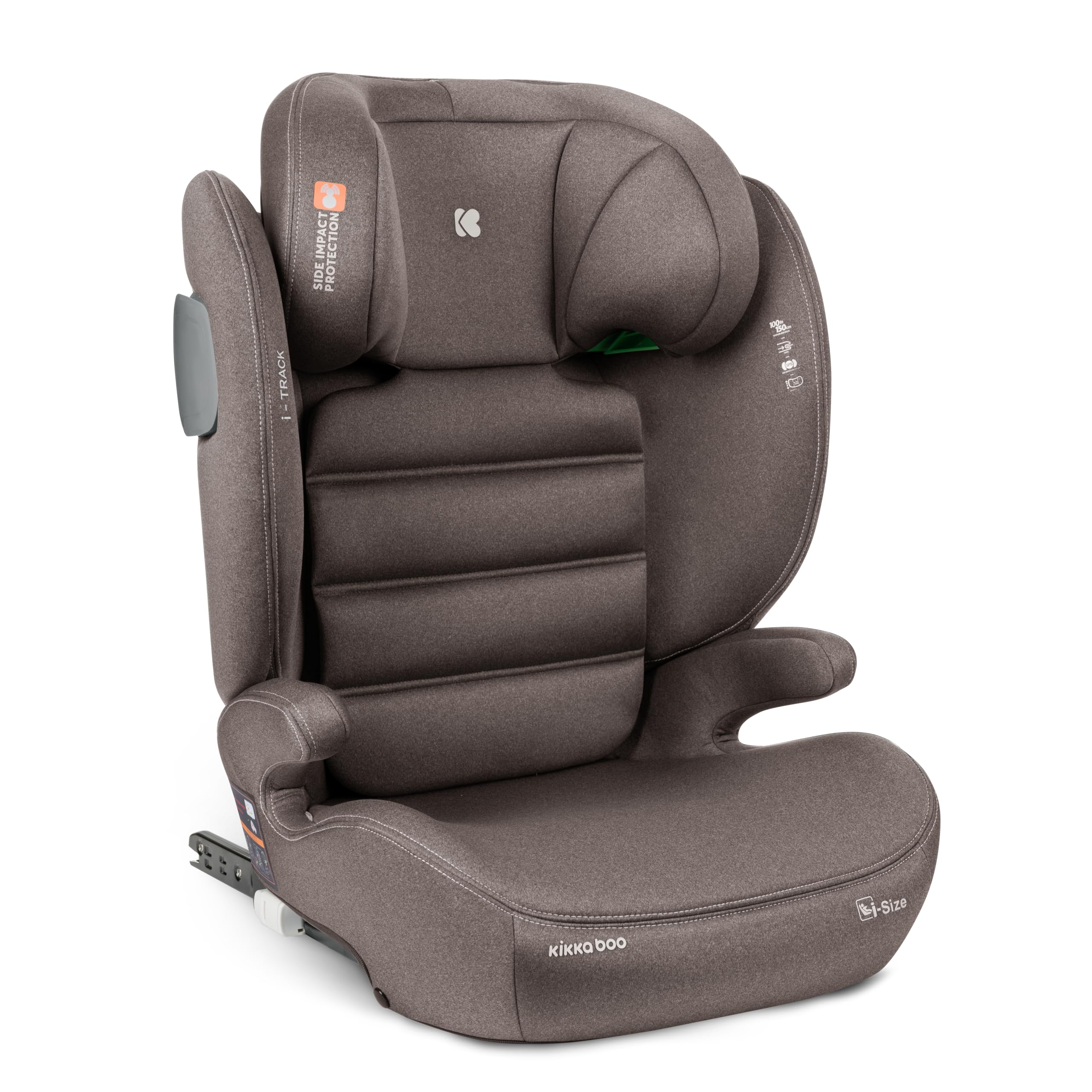 Siège auto KikkaBoo i-TRACK i-Size, 100-150 cm, siège auto groupe 2-3 ISOFIX, de 3,5 à 12 ans, de 15 à 36 kg, siège auto, Système de protection latérale SPS, appui-tête réglable en 12 positions, beige