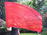 Vista 4 de Winged Sirenny Bandera de seda Poi, 50 pulgadas rectangular Spinning Playsilk Alabanza Profética Adoración Danza Banner (rojo)