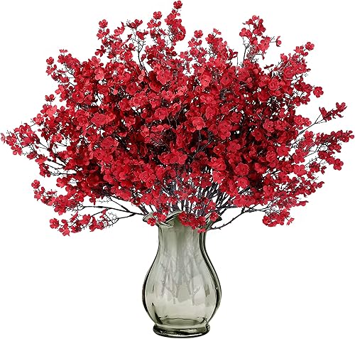 Sggvecsy 15 piezas de flores artificiales de aliento de bebé, ramos de gypsophila a granel, flores de seda falsas de tacto real para el hogar, boda,