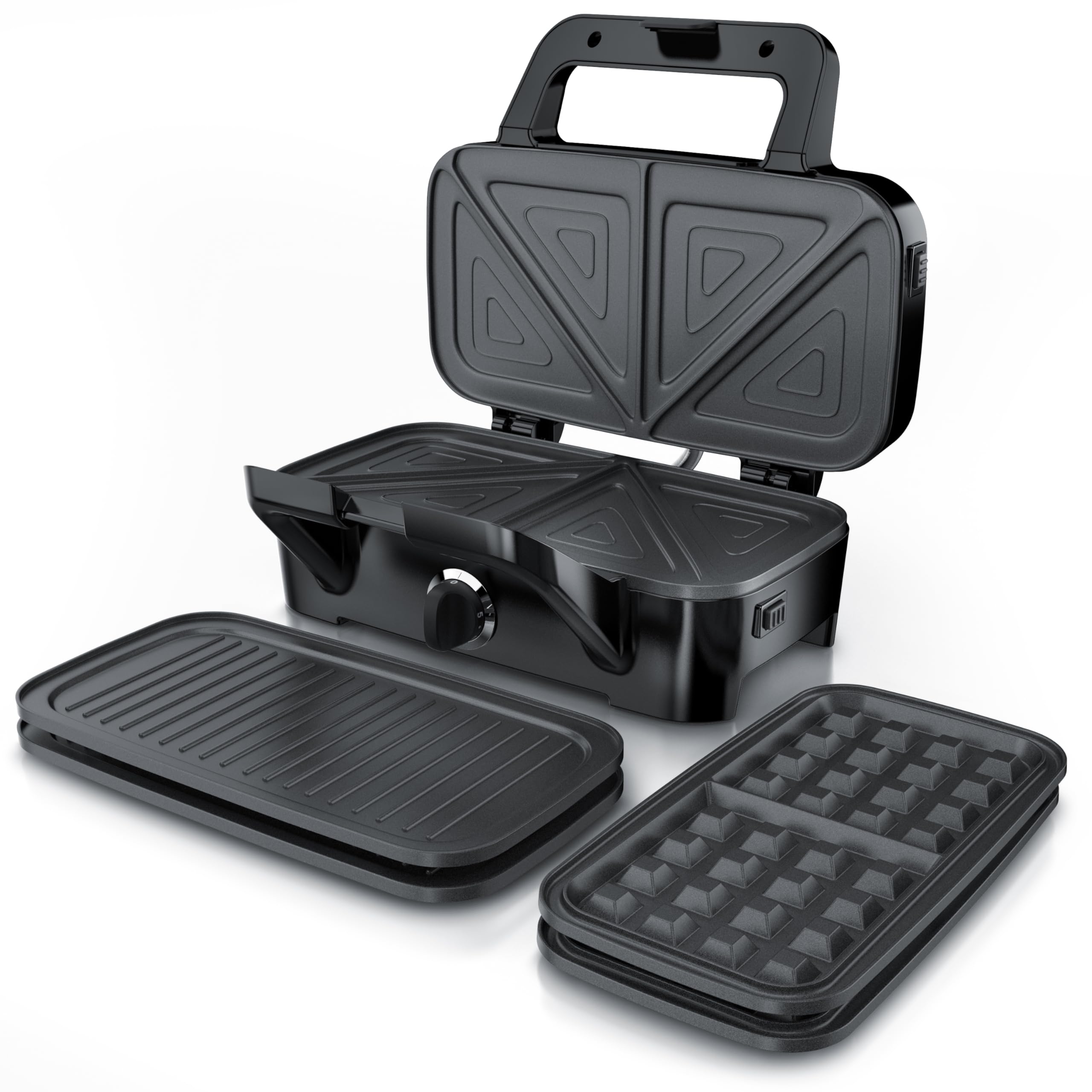 Arendo Sandwichmaker 3in1 Waffeleisen Kontaktgrill abnehmbare Platten Antihaftbeschichtung BPA frei Temperaturkontrolle