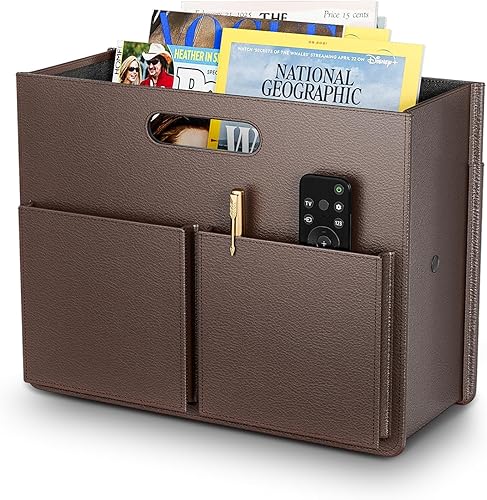 Miniatura 8 de ABC life Revistero estable para revistas, plegable, de piel sintética, organizador de carpetas de archivos de revistas, organizador de carpetas de