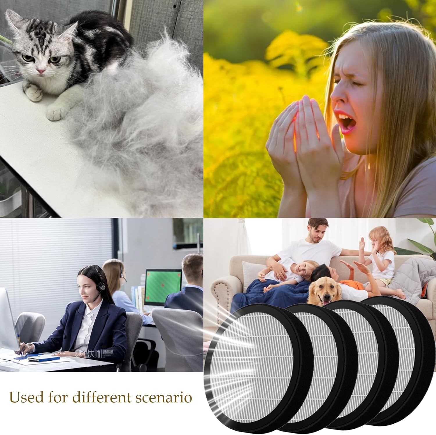 MB-032 Filter True HEPA for TDBYWAE Air Purifier for Home Pets Used for 600 Sq Ft Coverage - Ultra-Quiet 4 Pack