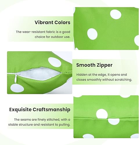 Miniatura 7 de Eternal Beauty Juego de 2 fundas de almohada decorativas para exteriores, impermeables, para primavera, verano, patio, lumbar, lunares verdes, 12 x