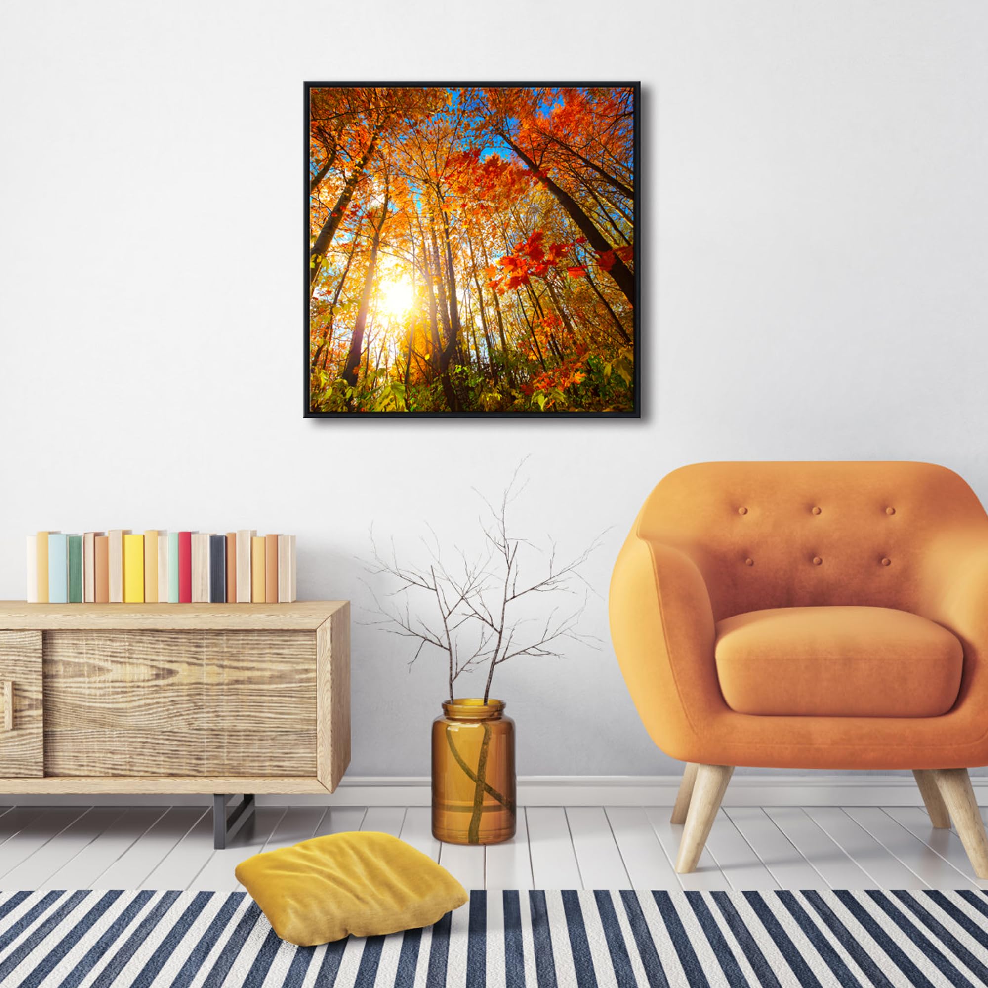 Pyradecor Kunstdruck auf Leinwand, gerahmt, modern, Naturlandschaft, Kunstwerk, letzter Hauch von Sonnenuntergang, Bilder für Wohnzimmer, Schlafzimmer, Heimdekorationen