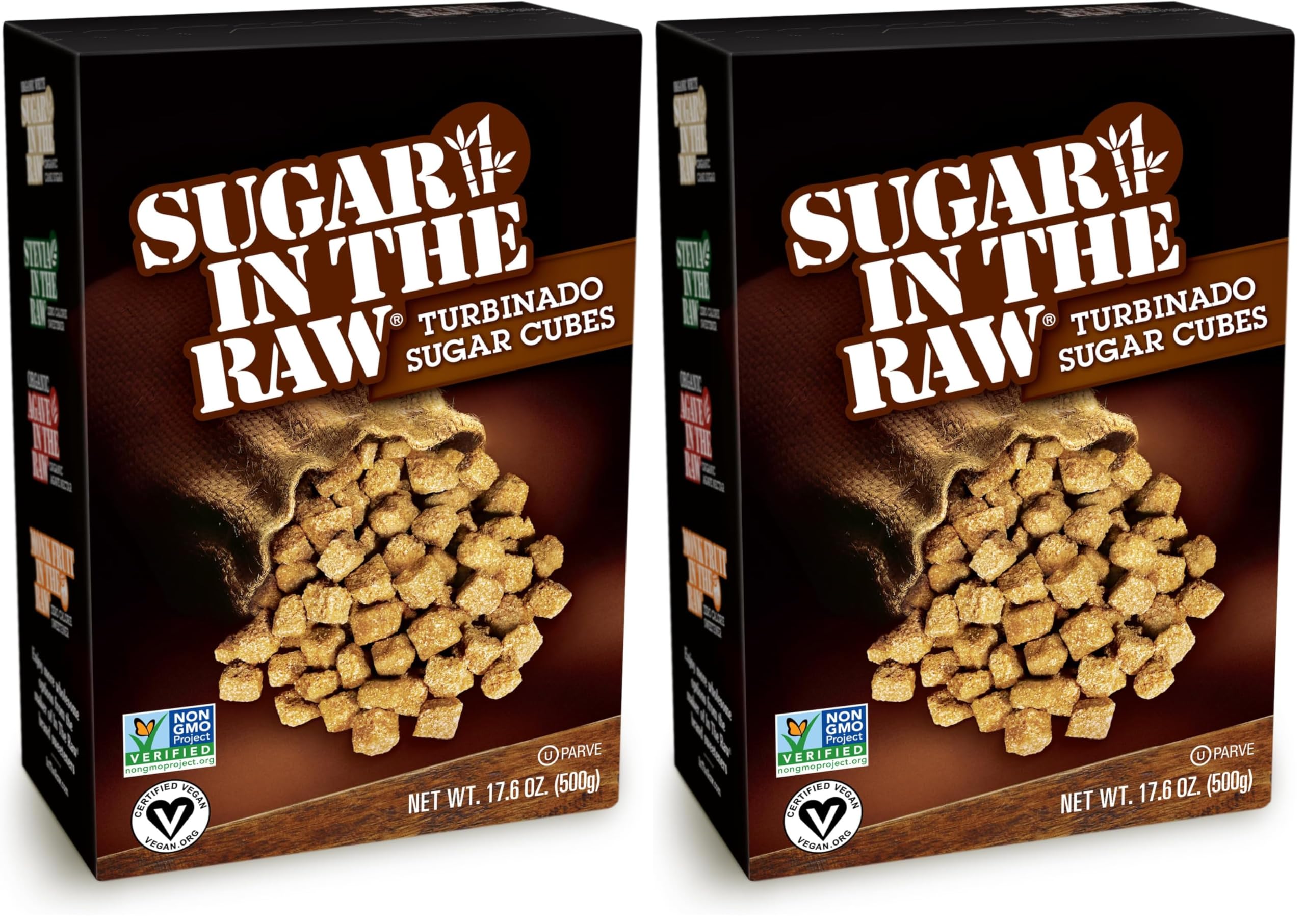In The Raw Sugar Turbinado Cane Cubes | No Added Flavors | Natural Sweetener | Vegan | Pack of 2