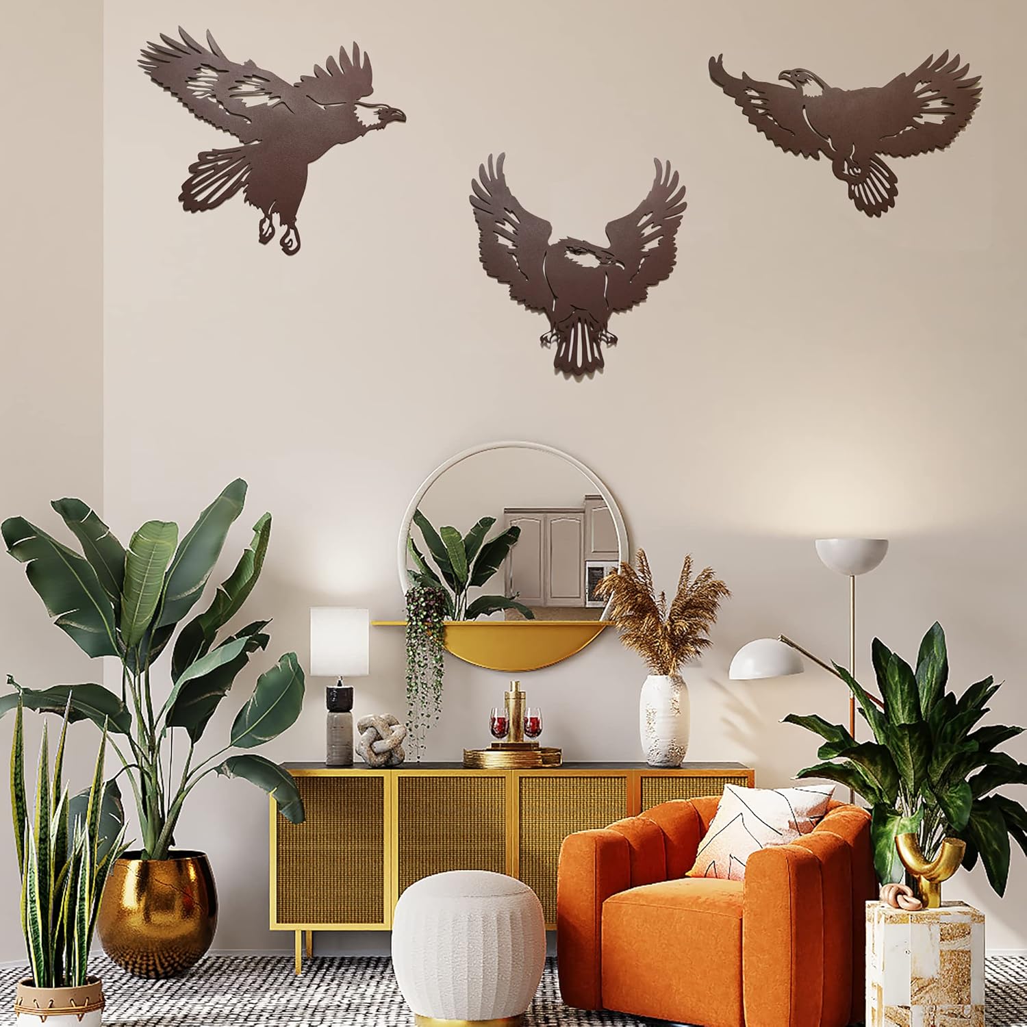 BVLFOOK Metal Eagle Wall Hanging Outdoor Eagle Wall Decor Wildlife Decor Home Interior Wall Art Suitable for Valentine, Living Room, Hallway, Concierge and Courtyard Decor 11 Inch