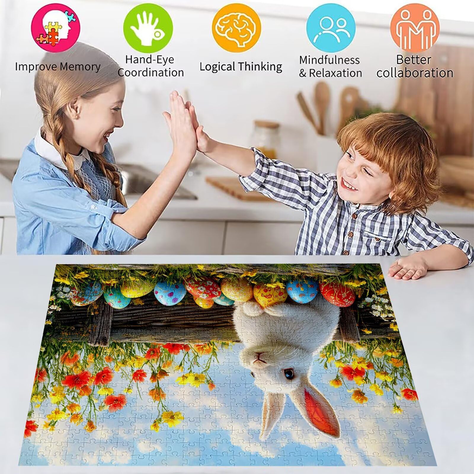 Puzzle 3000 elementów królik puzzle dla dorosłych Wielkanoc 122 x 81 cm Unikalne rzemiosło klasyczne drewniane układanka 3D do rodzinnych gier aktywnych, układanka do samodzielnego wykonania nawet do