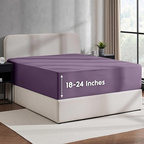 Nestl Bedding - Sábanas bajeras con bolsillo profundo de 53 cm
