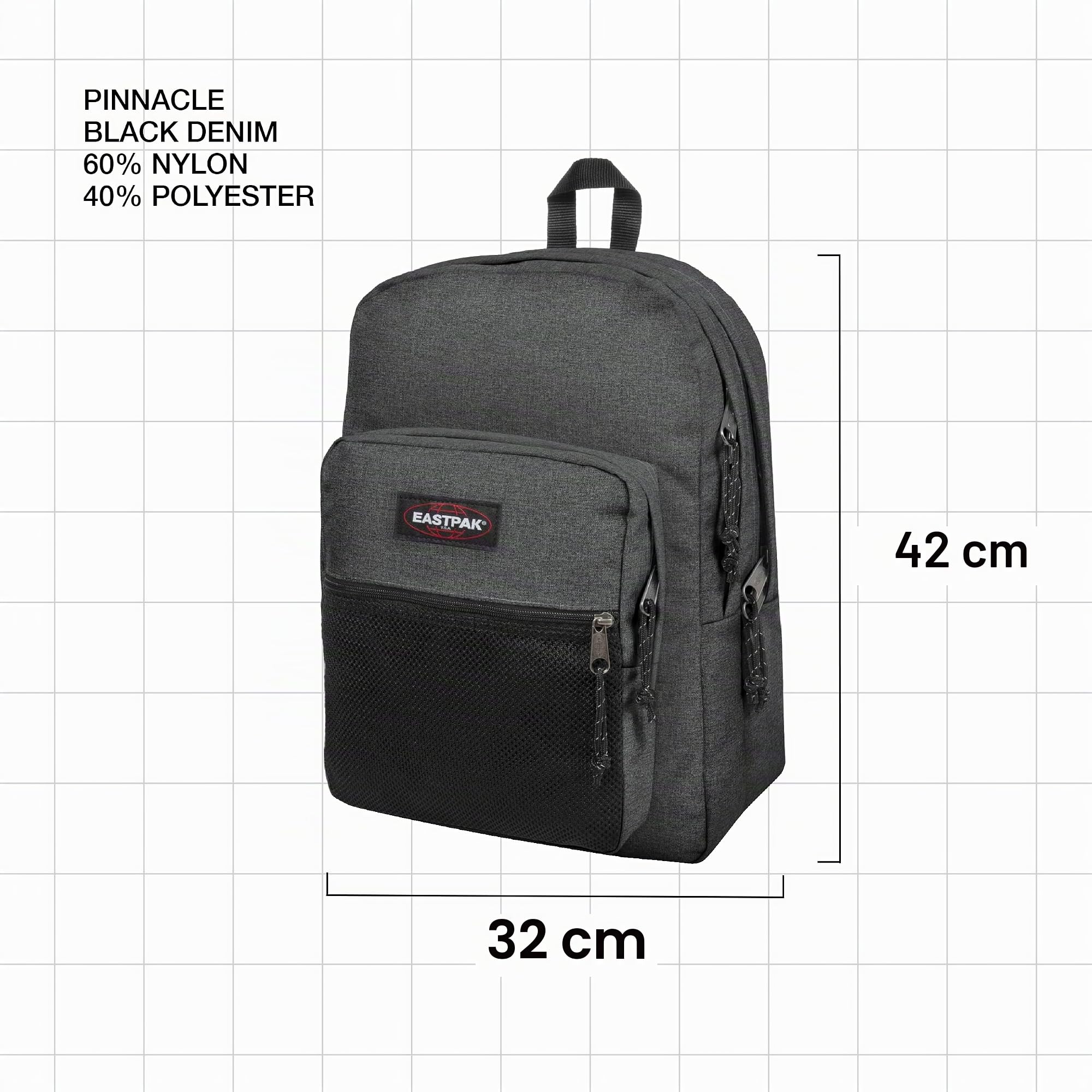 EASTPAK SAC DOS PINNACLE 38L BLACK DENIM & Double Benchmark Trousse, 21 cm, Black Denim (Noir)