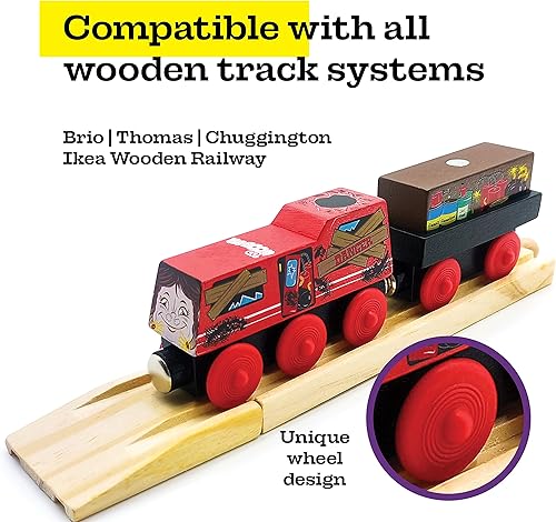 Vista 22 de Paquete de carga de tren de madera de 7 piezas, compatible con todos los juegos de ferrocarriles de madera, Zany Trains Series 1, Quirky Cargo