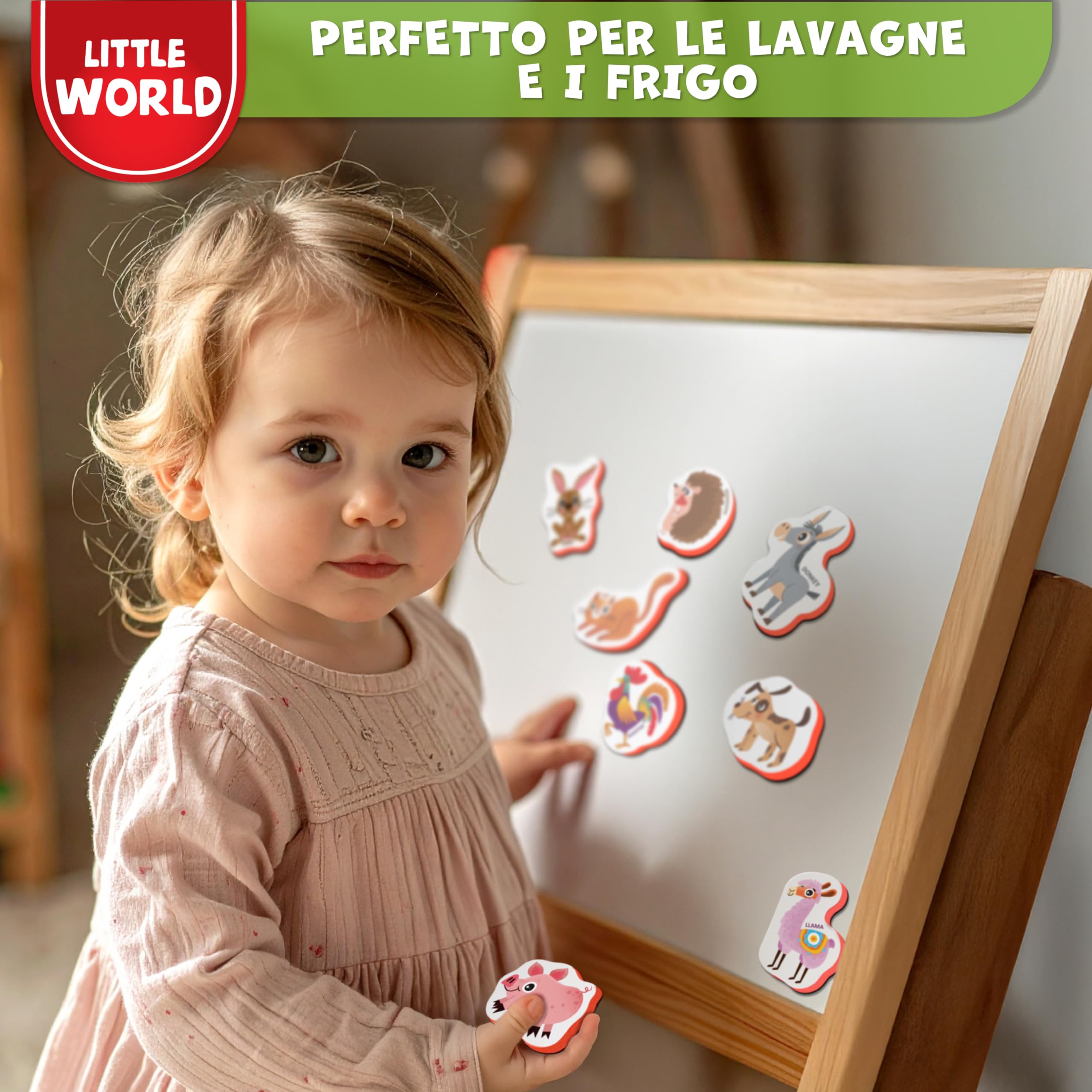 Little World 27 magneti per frigorifero in schiuma per bambini 1-3 – Magneti per bambini grandi – Magneti per frigorifero per bambini – Magneti per bambini – Magneti per animali