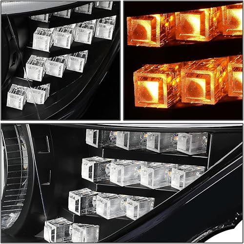 Miniatura 5 de DNA MOTORING HL-3D-F3013-BK Faros delanteros de proyector de cristal U-Halo con carcasa negra con señal de giro LED 3D compatible con 12-16 F30