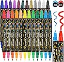 Betem 24 Colors Dual Tip Acrylic Paint Pens Markers, Premium Acrylic Paint Pens for Halloween Decorations, Wood, Canvas, Stone, Rock Painting, Glass, Ceramic Surfaces, Pumpkin Painting Kit DIY Crafts