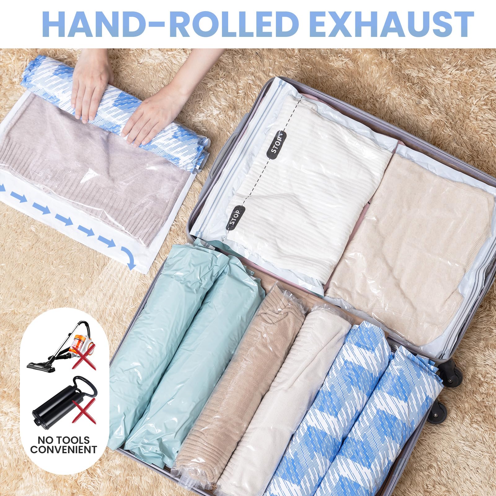 TAILI Small Vacuum Bags for Clothes Travel 10 Pack Vacuum Storage Bags 40 X 60 CM Reusable Saves 80% of Storage Space Saver for Clothes Bedding - Image 2