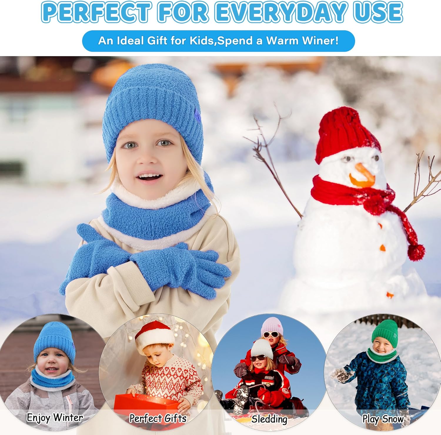Toddler Kids Winter Hat Scarf Gloves Set Cold Weather Beanie Hats Fleece Neck Warmer for 4 5 6 7 8 Year Old Boys Girls Gifts - Image 6