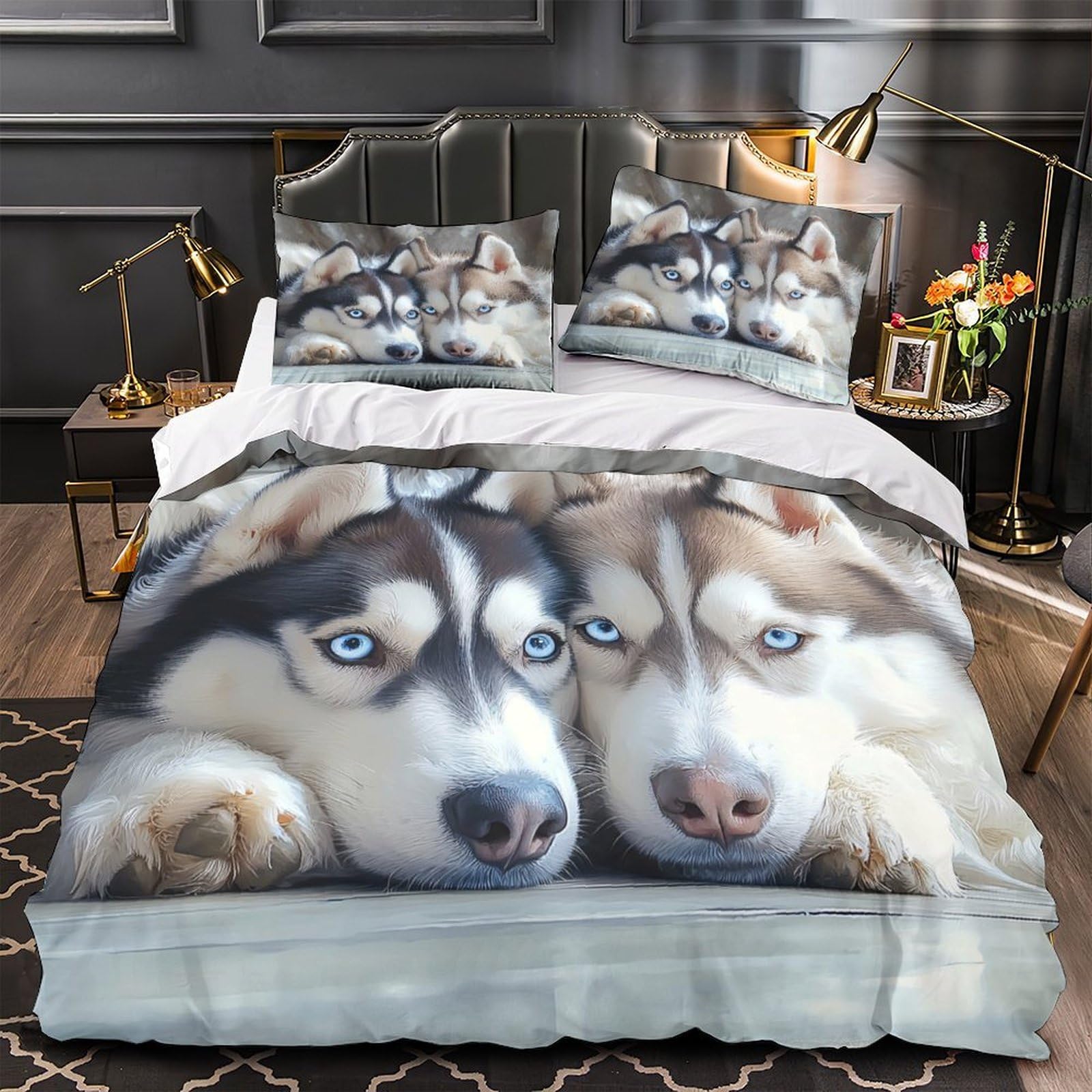 Parure de lit Husky sibérien pour créer une ambiance cocooning et chaleureuse en hiver