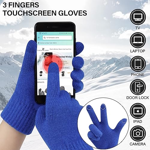 Miniatura 3 de Gorros de invierno cálidos para hombre y mujer, bufanda de cuello largo, guantes para pantalla táctil, gorro de calavera de punto, bufandas, regalos