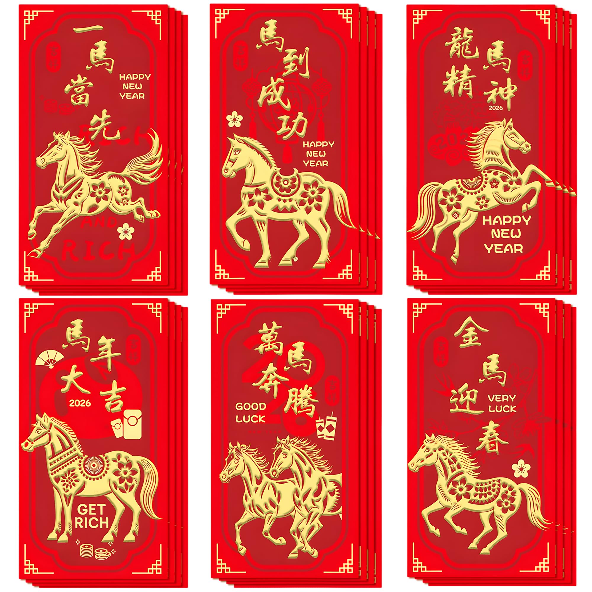 OHOME Chinese New Year Red Envelopes - 2025 New Years Eve Party Supplies | New Years Decorations - Lunar New Year Envelopes | Chinese New Year Gifts - Lunar New Year Gifts | Red Envelope Snake,24PCS