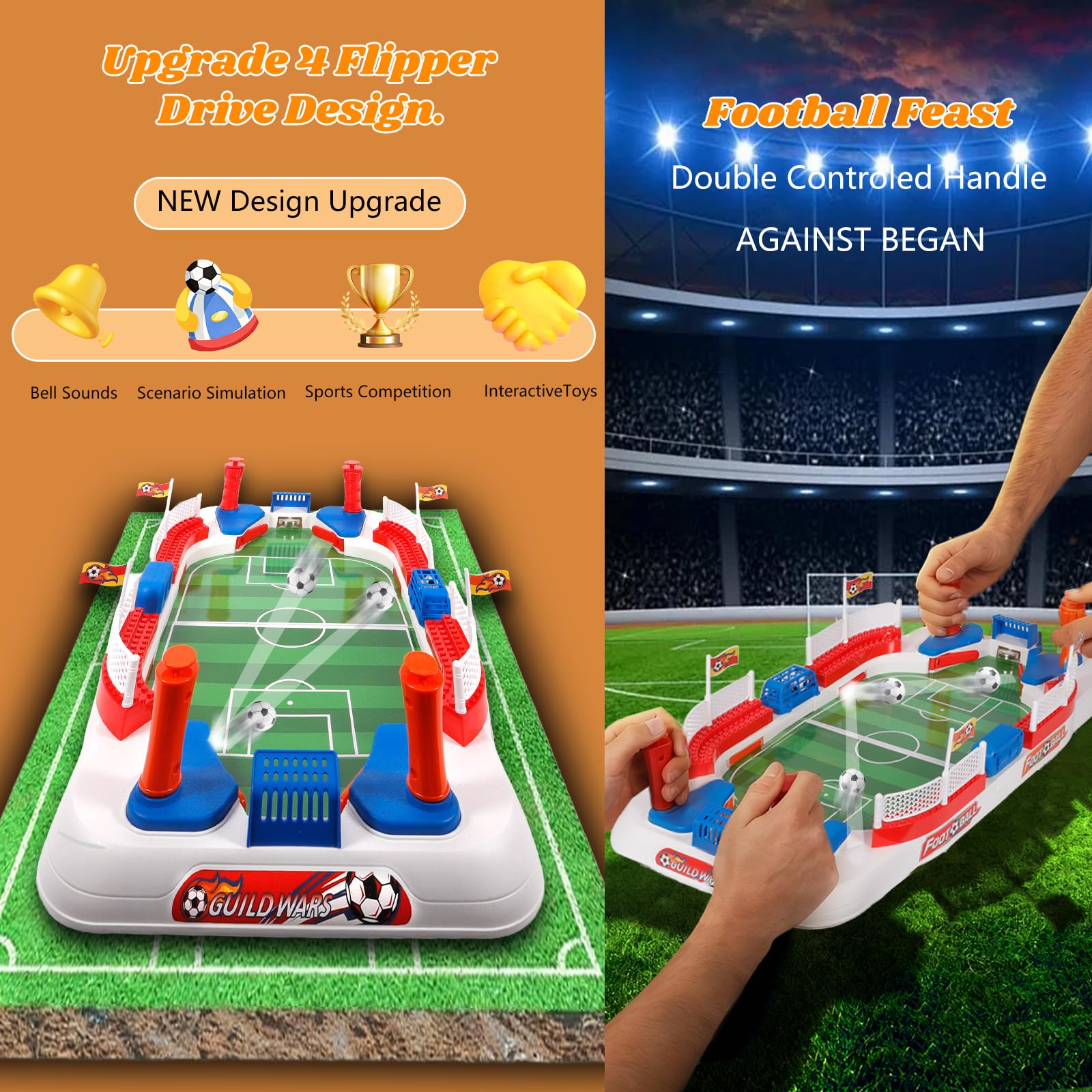 Futbolines para Niños,Mini Futbolin,con 2 Futbol,Contador,Pegatina,Futbolin Adultos,Juegos Interactivos Juego De Futbolín para 4 5 6 7 8 9 10 Años,Regalos Fútbol Niños Navidad & Cumpleaños