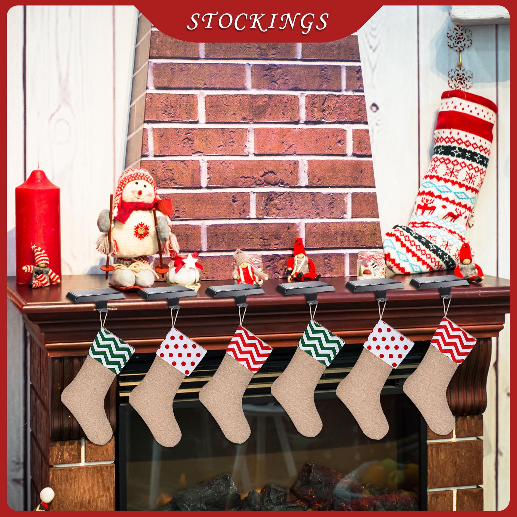 Sunshane Lot de 5 supports de chaussettes de Noël en métal pour décoration de fête de Noël (noir, 5)