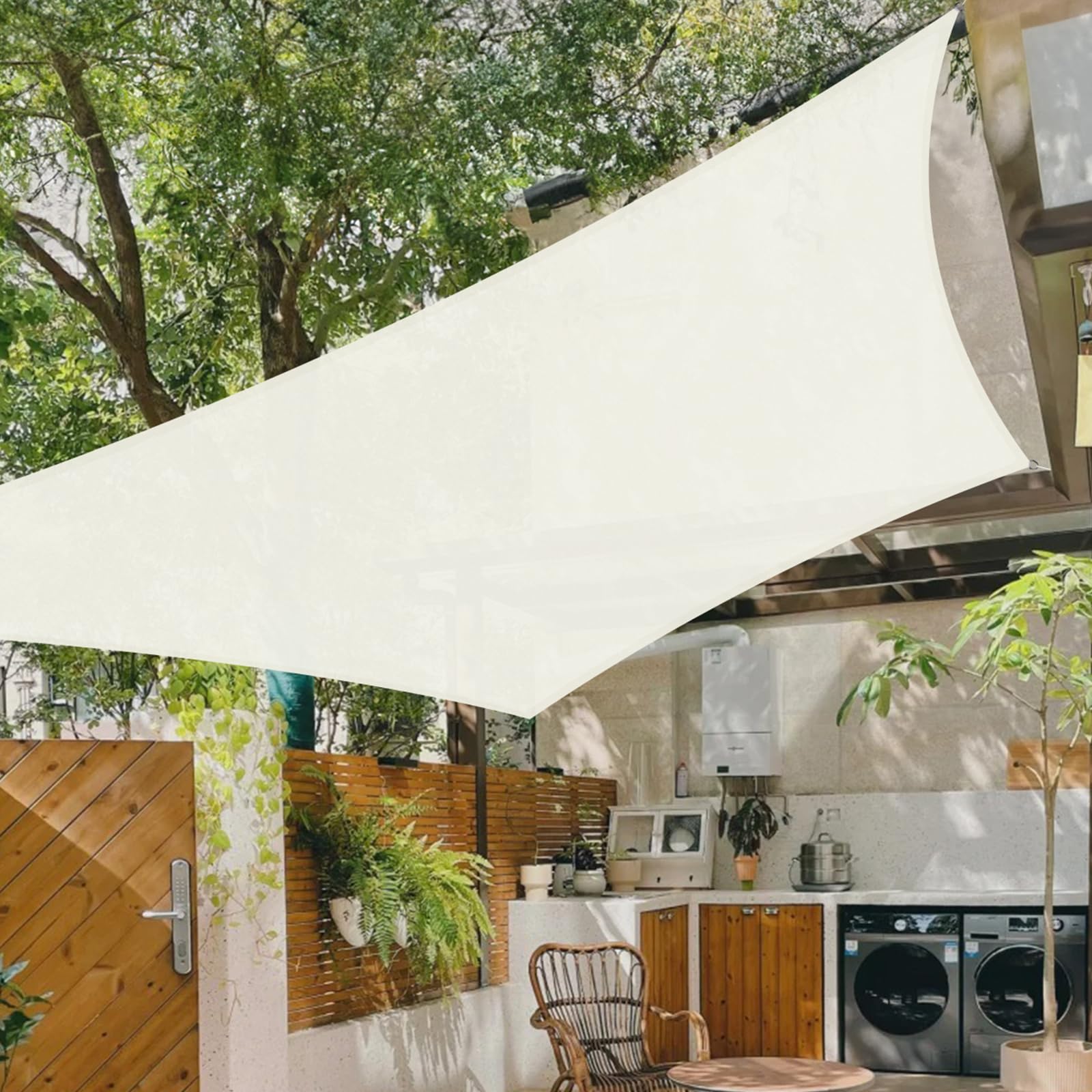 Cool Area Toldo Vela de Sombra Impermeable Rectangular 2.5x4m Protección UV PES Toldos para Patio Exterior Jardín Terraza-Arena — view 55