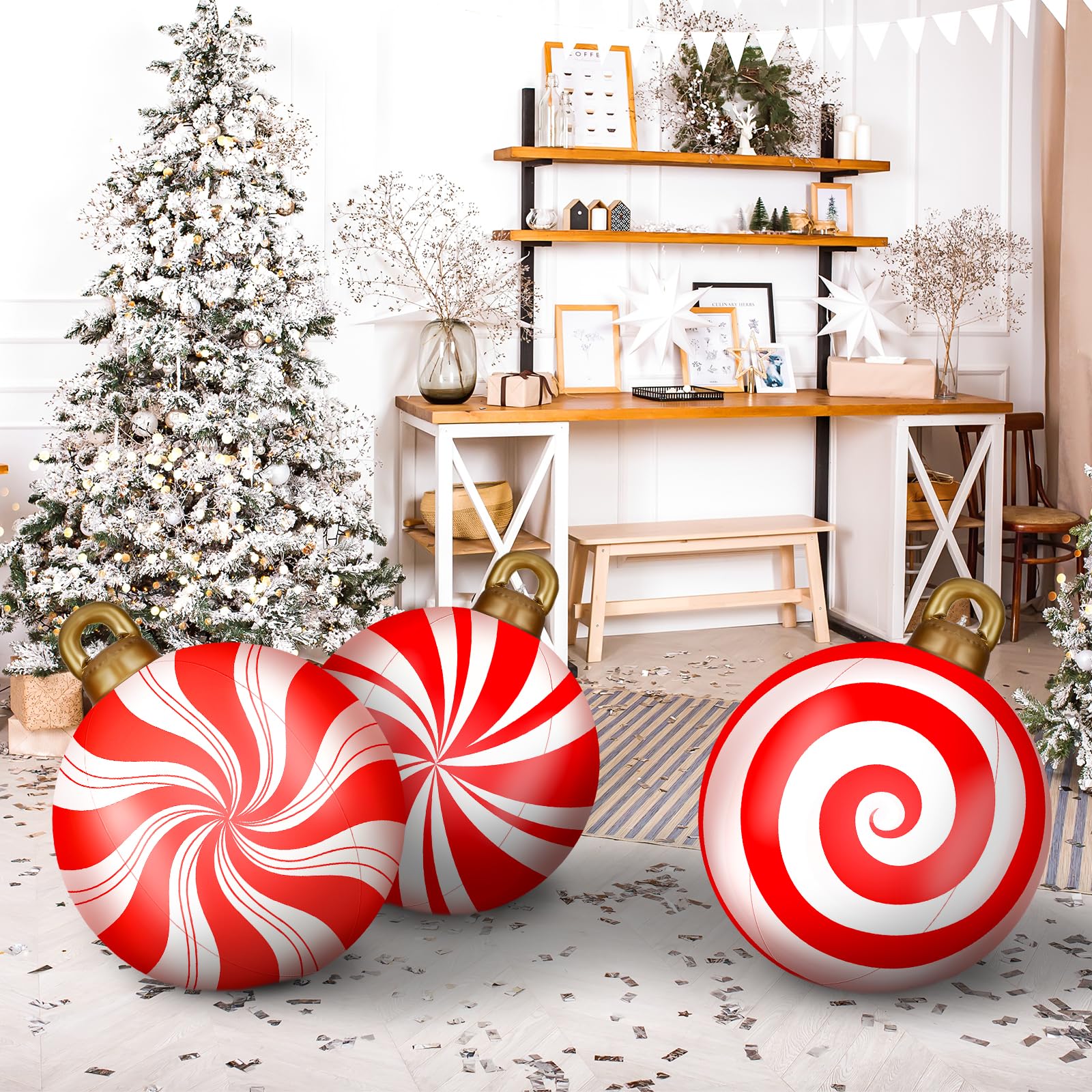 Snapklik.com : Jetec 4 Pcs Giant Inflatable Christmas Ball Large Xmas ...