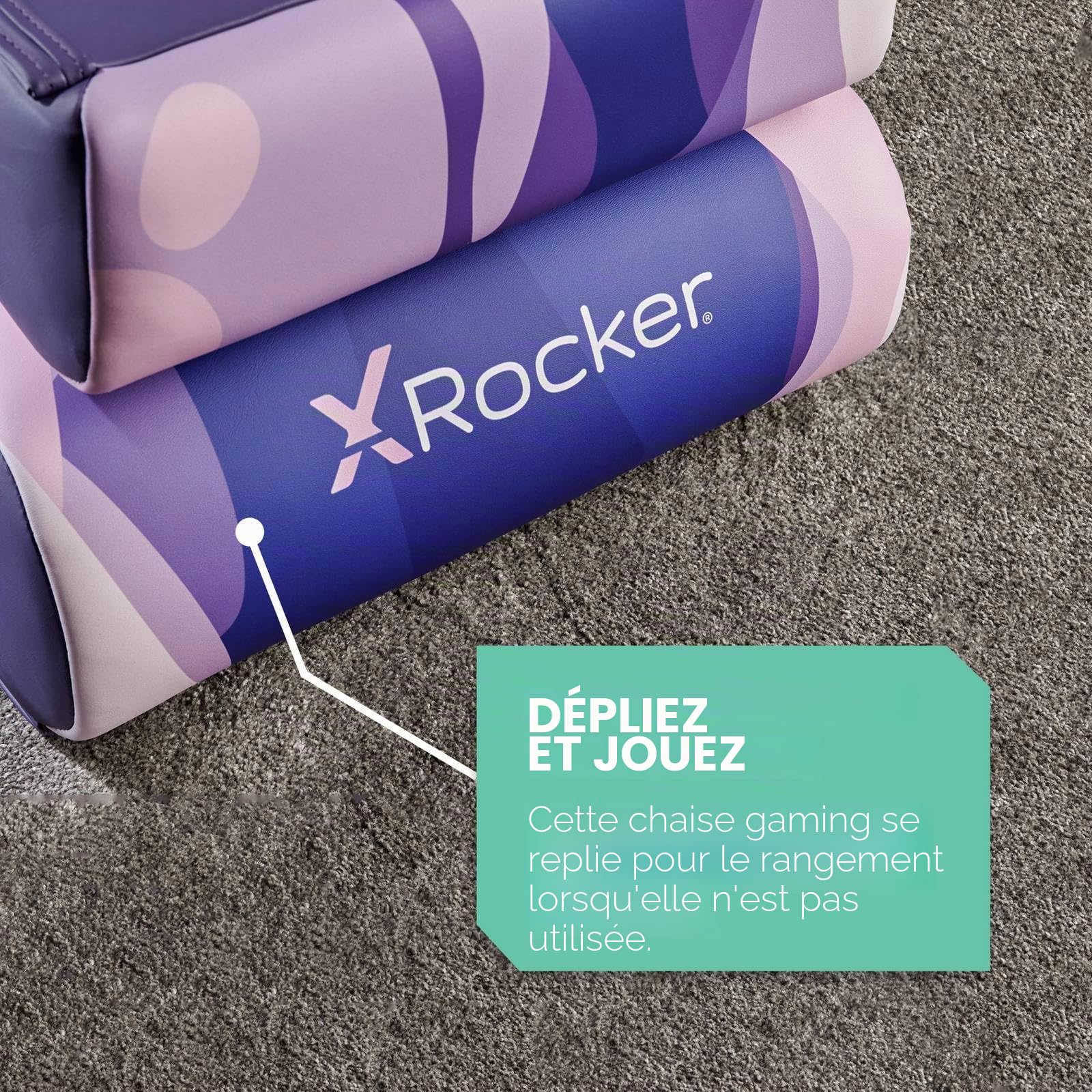 X-Rocker Chaise de jeu vidéo à bascule pliable pour enfants et juniors, siège à bascule pliable bas, chaise à bascule pour jeu, chaise de jeu console pour enfants, édition lava, rose, 2022084