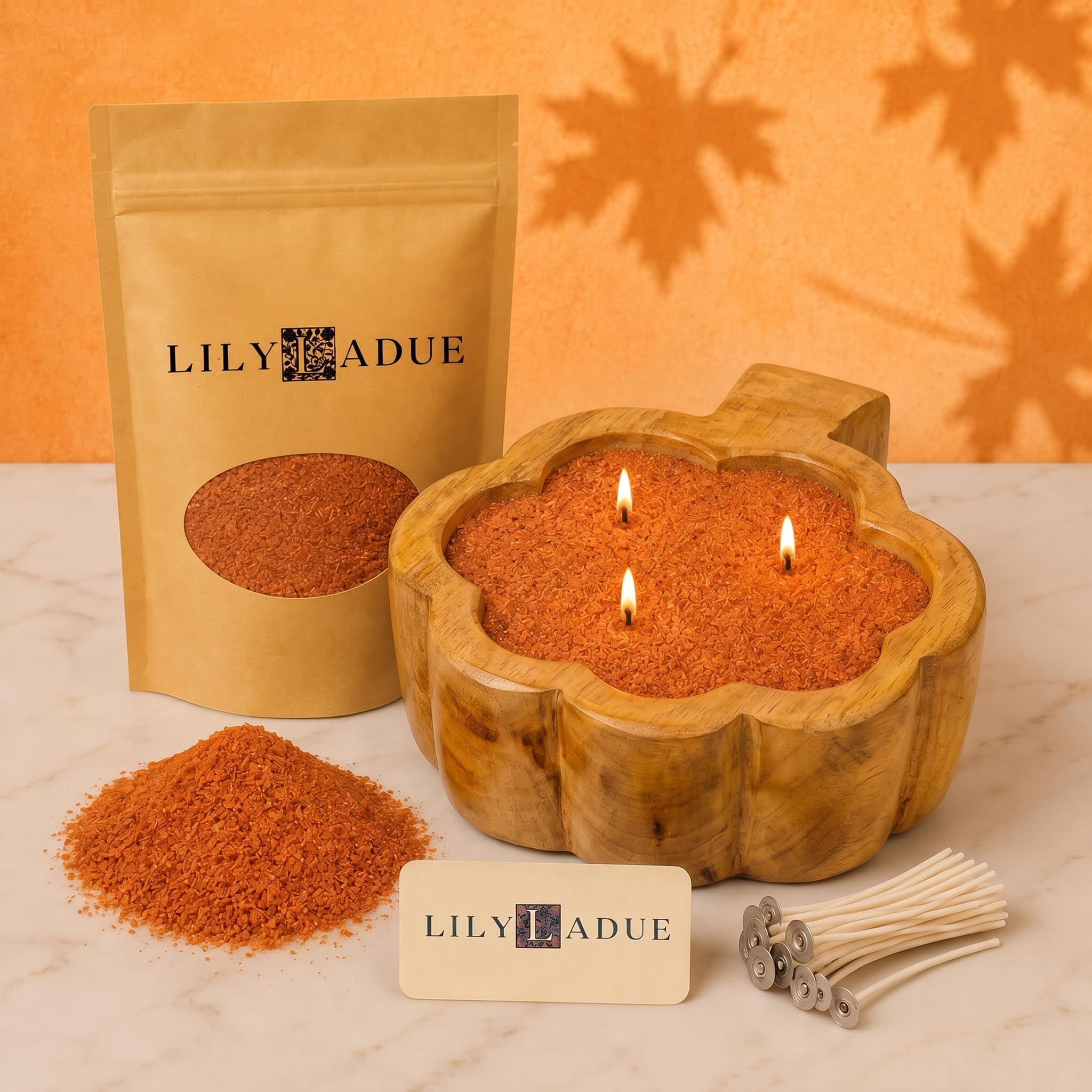 Kit de fabricación de arena para velas de calabaza con cuenco y