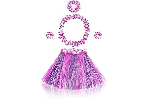 Fortuning's JDS Girls' Hawaiian Plus Size Hula Grass Skirt Set