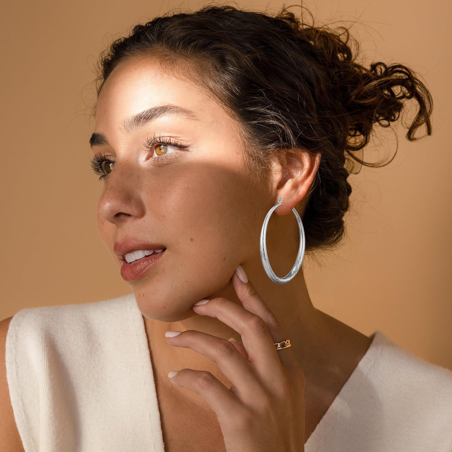 60mm Sterling Silver Hoop for Women Thick Gold Hoop Earrings