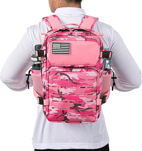 Miniatura 4 de QT&QY Mochilas tácticas militares para hombres, mochila Molle de 35 L, 45 L, bolsa grande de 3 días, mochila de senderismo con soporte para botella