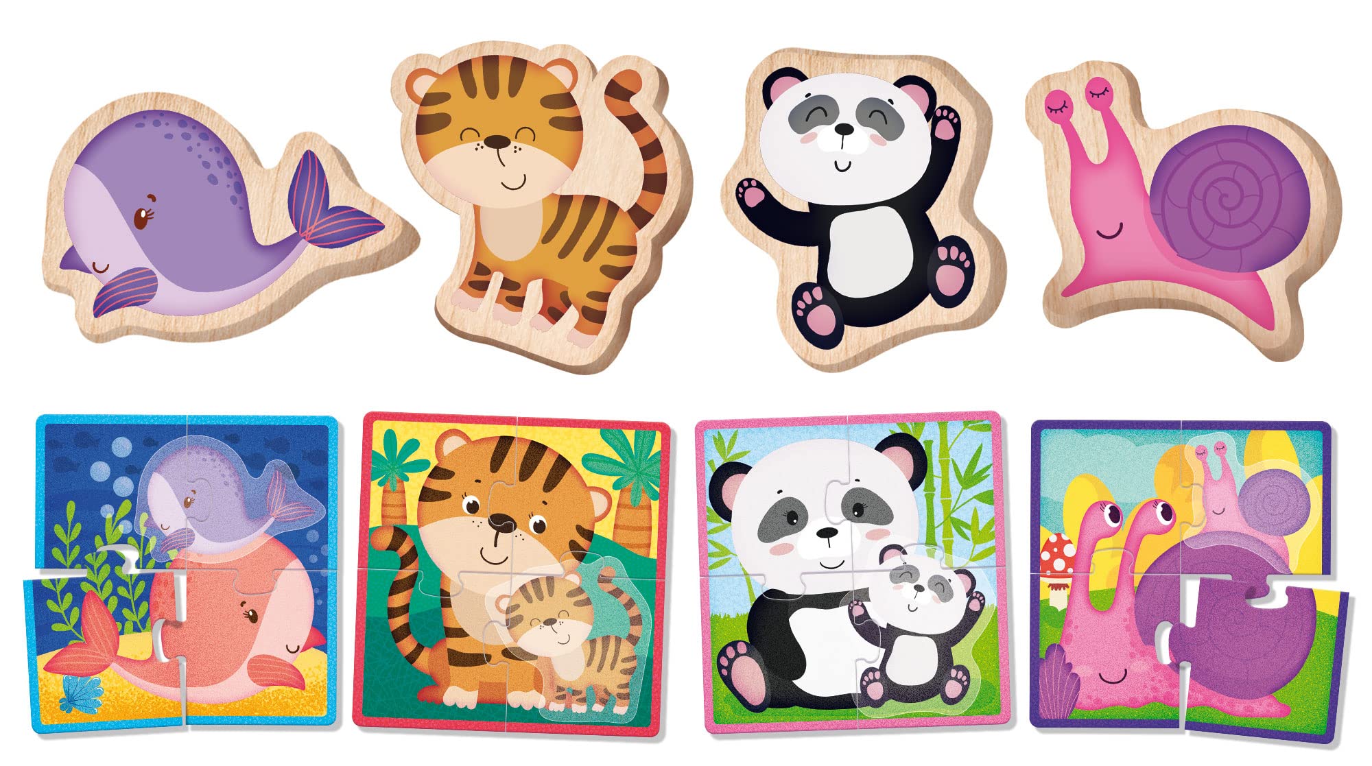 Lisciani Giochi - Montessori Wood Puzzle baby animals - 2