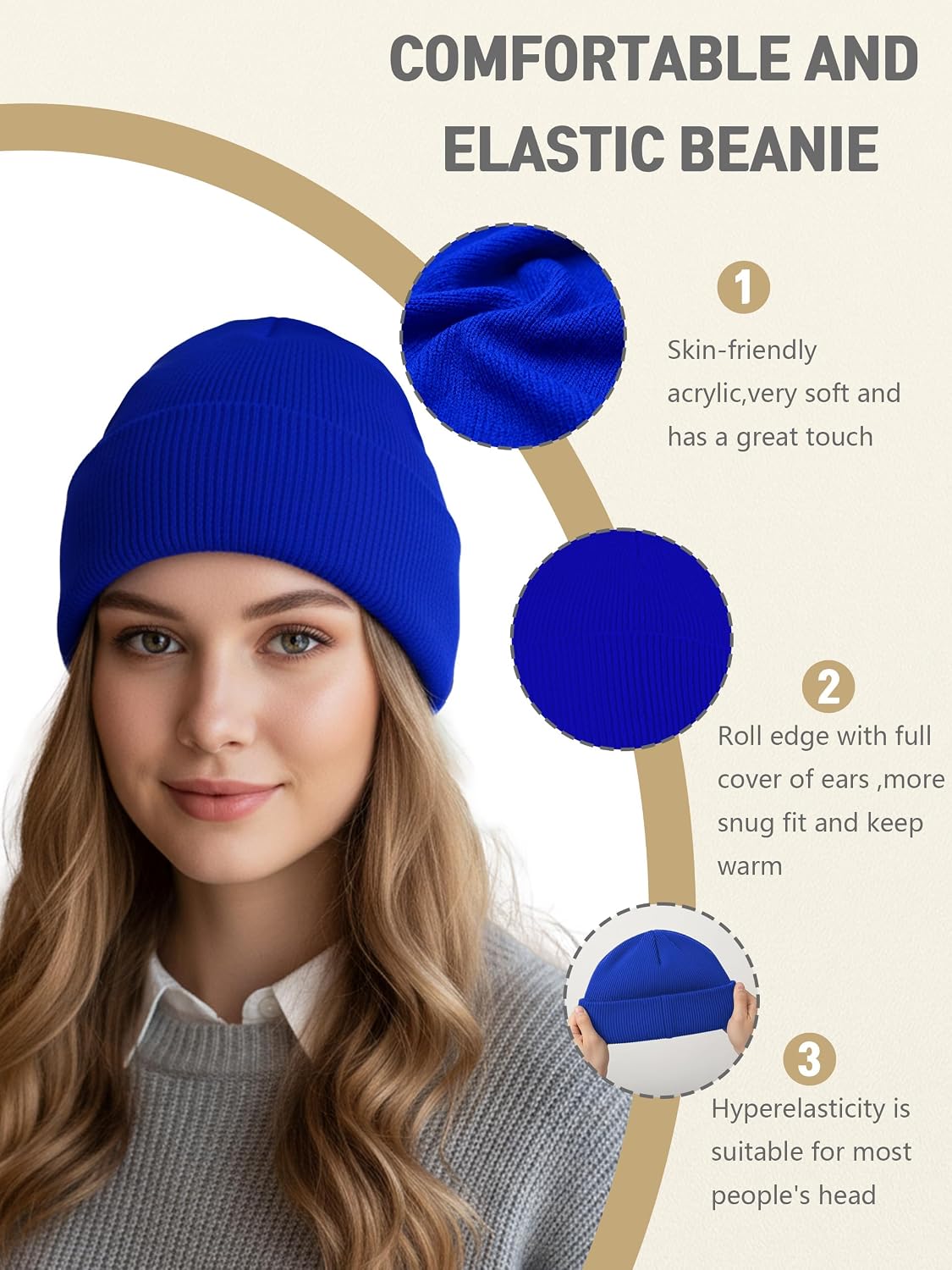 Dreamfox 6 Pack Winter Fisherman Beanies for Men Women Knit Warm Skull Caps Soft Stretchy Cuffed Beanie Hats Unisex