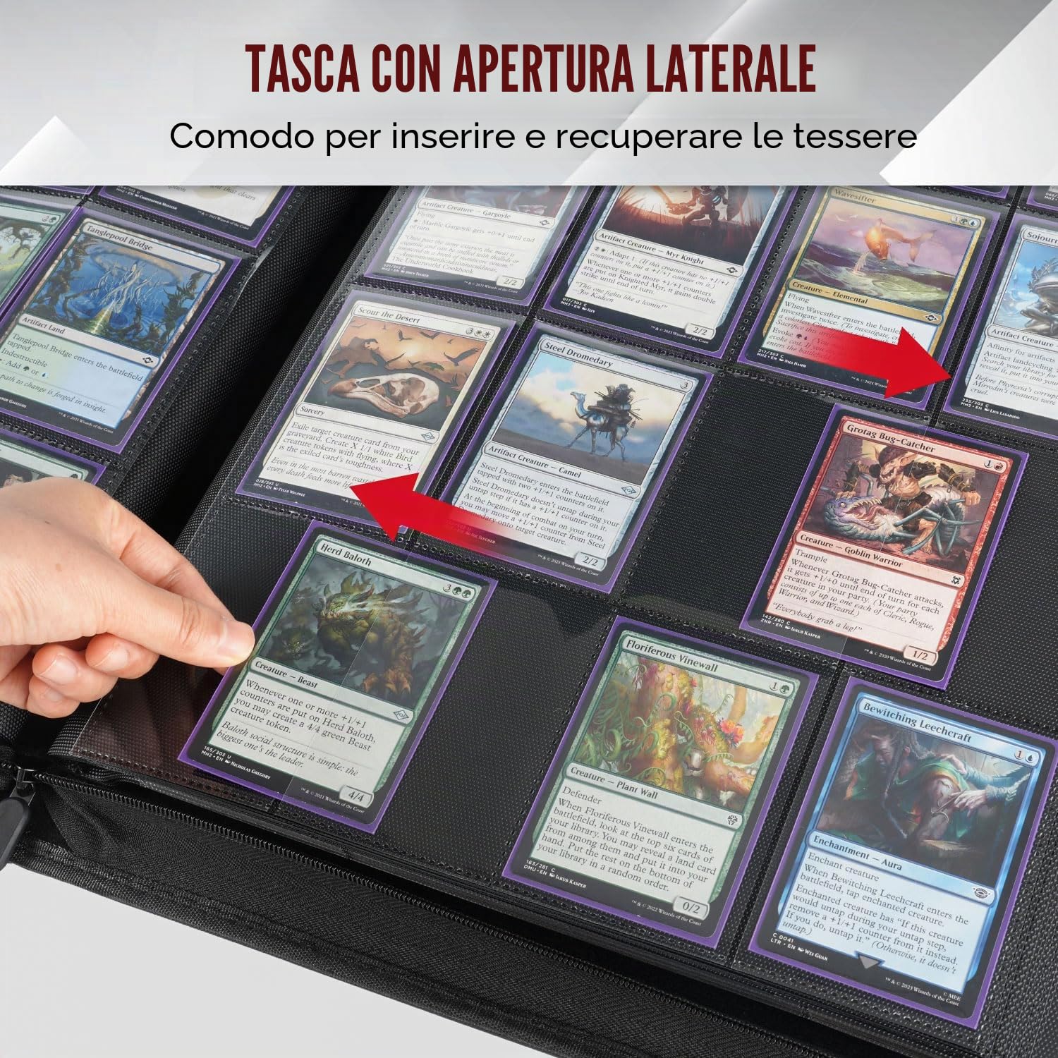 Raccoglitore a 16 tasche per 1280 carte collezionabili, album senza anelli con 40 pagine a doppia faccia e caricamento laterale, compatibile con MTG, carte sportive e altre carte da collezione