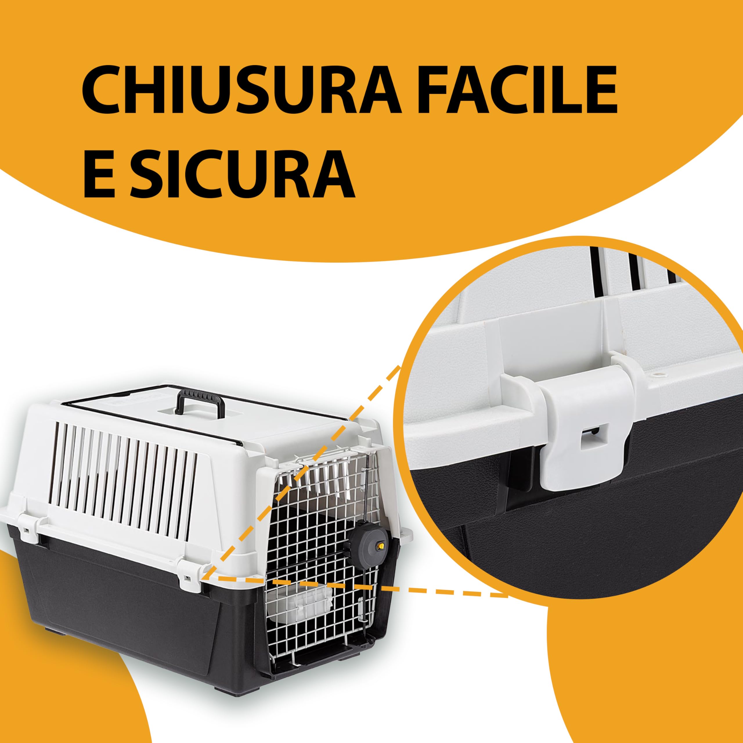 Ferplast Trasportino per cani di taglia media ATLAS 40 PRO, Box per trasporto animali, Porta in acciaio plasticato, Sistema di chiusura di sicurezza, Griglie per l'aerazione, 49 x 68 x h 45,5 cm