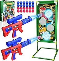 Vista 1 de Juego de disparos con dinosaurios, 2 lanzadores de bomba de aire con diversión de apuntar, 3 temas de dinosaurios y 4 puntos de puntuación