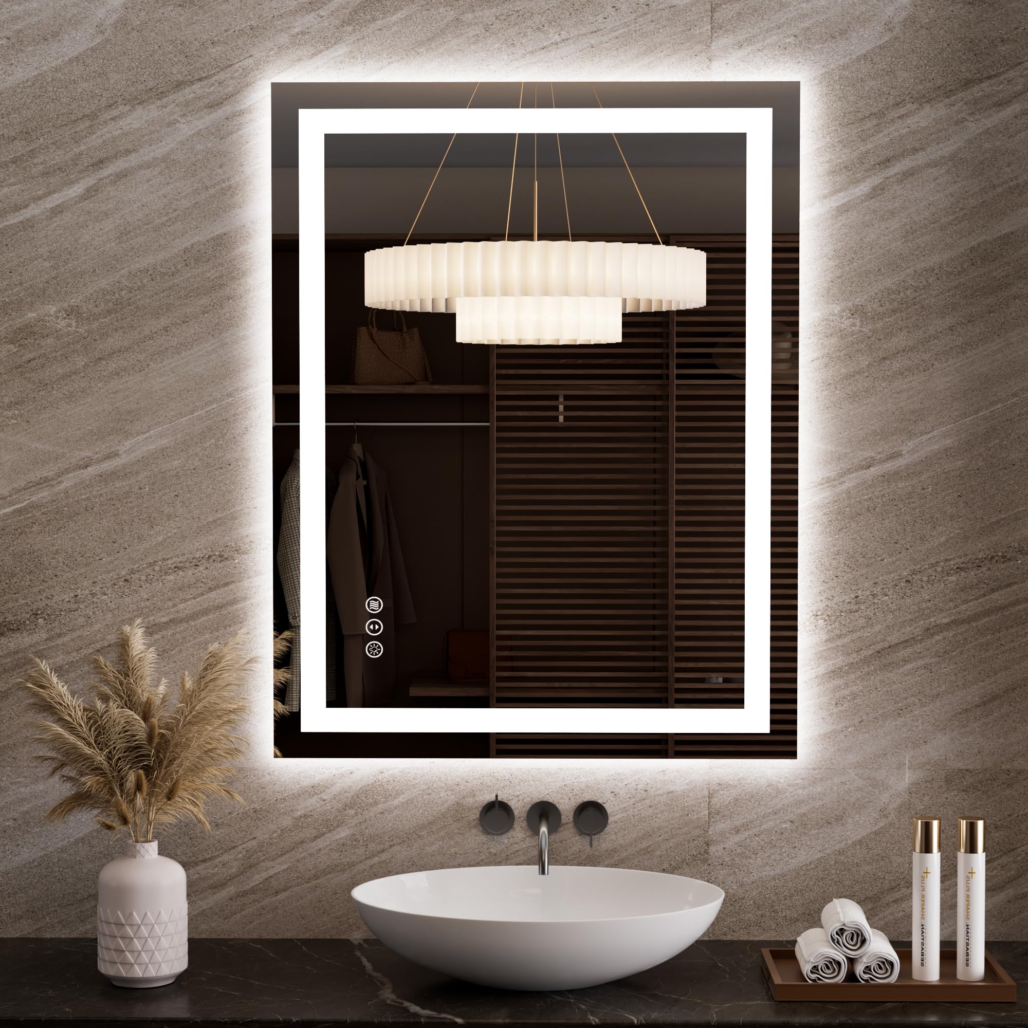 LOAAO 27.6"x35.4" LED Bathroom Mirror with Lights, UL Listed