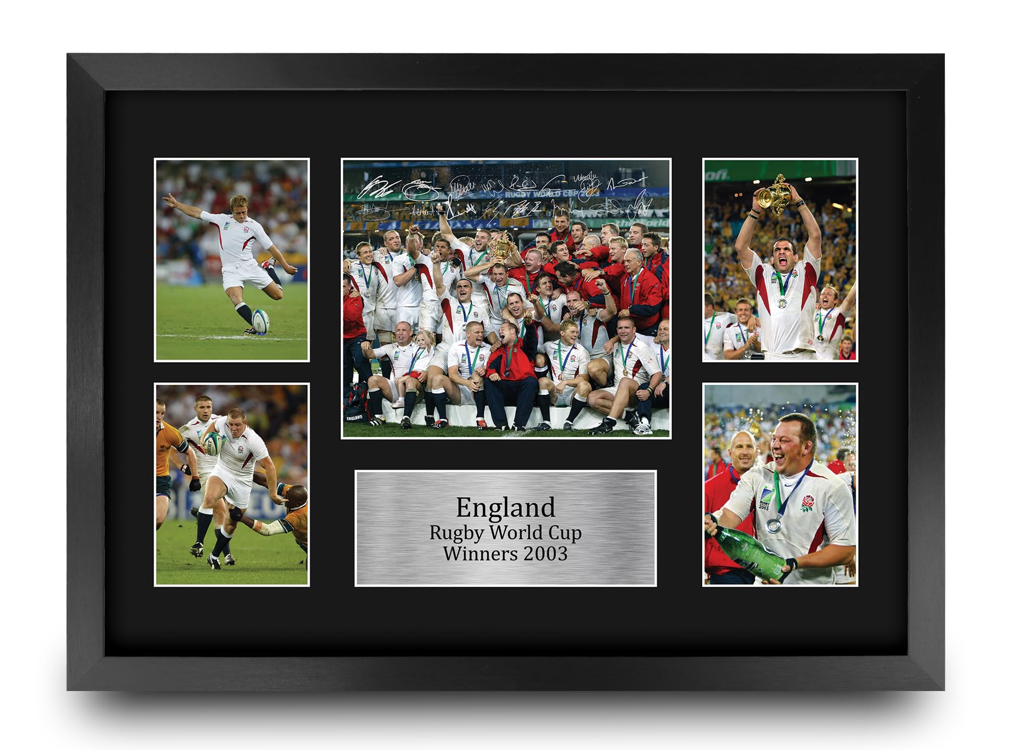 HWC Trading England 2003 Rugby World Cup Winners Gifts Printed Signed Autograph Picture for Rugby Union Fans - A3 Framed