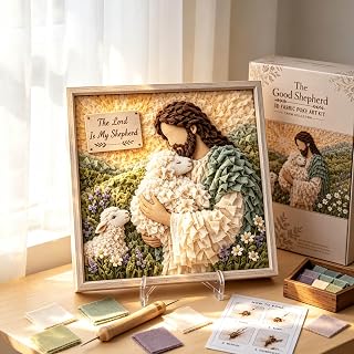 3D Christian Fabric Poke Art Kit, 3D Fabric Poke Art Kit for Adults with Pre-Cut Squares, Religious DIY Craft Kit for Christian Home Decor & Faith Gifts, Beginner Friendly No Sew Art, Style-E